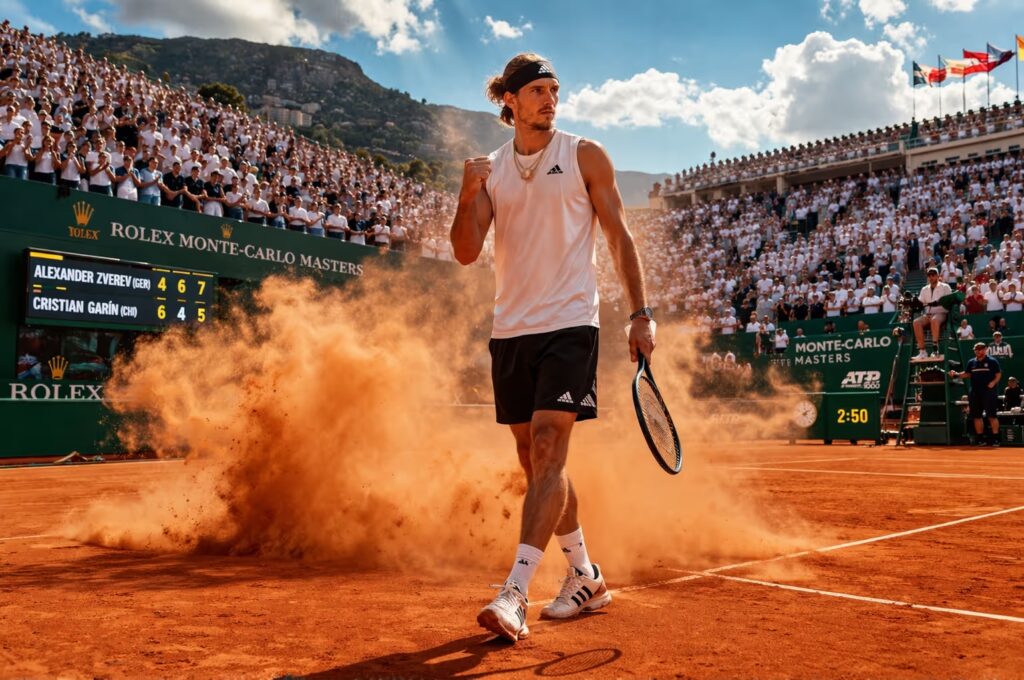 Zverev rettet sich aus dem Sandloch von Monte Carlo | Symbolbild KI-generiert © 2026 EMH AG JS by OpenAI 5.4