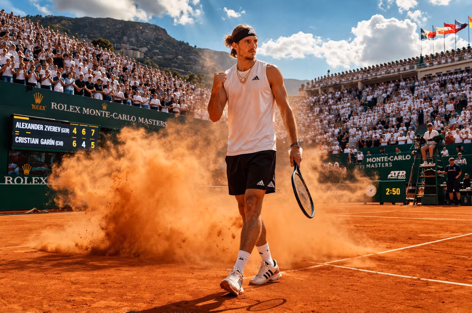 Zverev rettet sich aus dem Sandloch von Monte Carlo | Symbolbild KI-generiert © 2026 EMH AG JS by OpenAI 5.4
