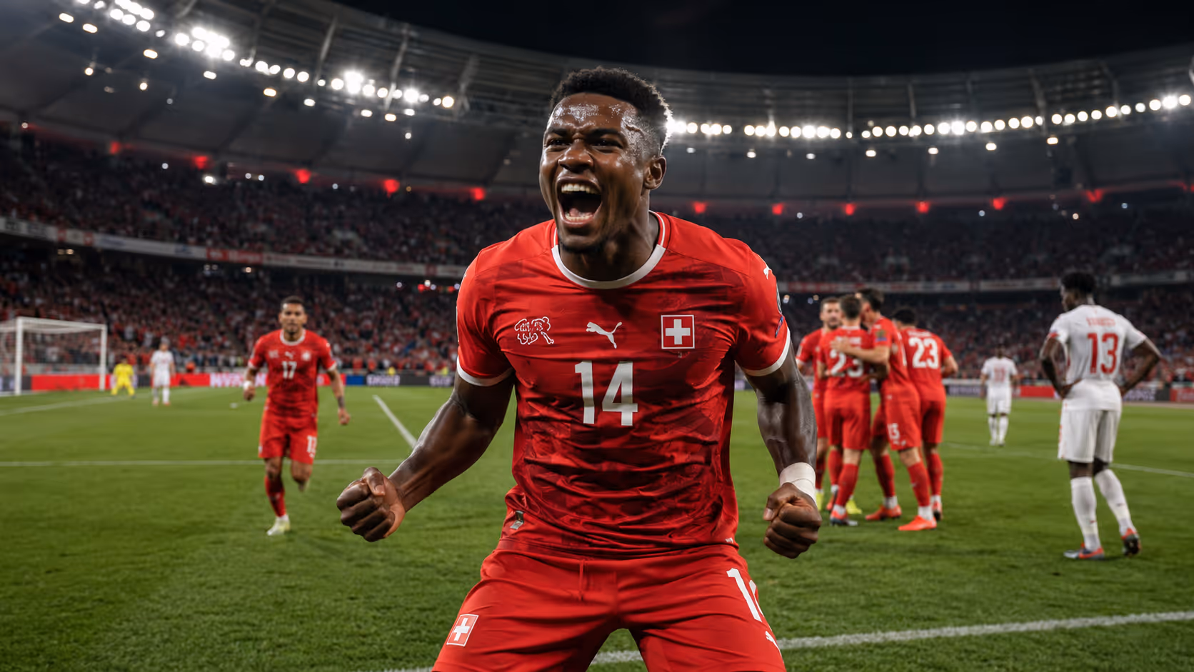 Manzambi zaubert die Schweiz in die KO-Runde | Symbolbild KI-generiert © 2026 EMH AG JS by OpenAI 5.5