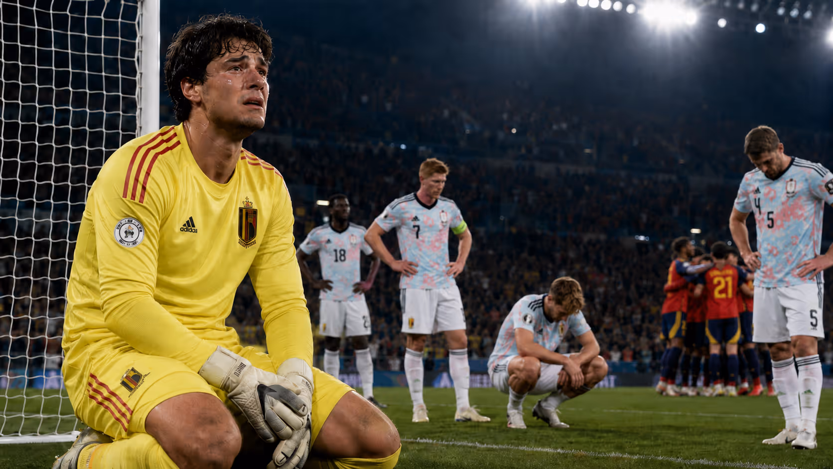 Belgiens Torwart-Drama: Abpraller rettet Spanien | Symbolbild KI-generiert © 2026 EMH AG JS by OpenAI 5.5