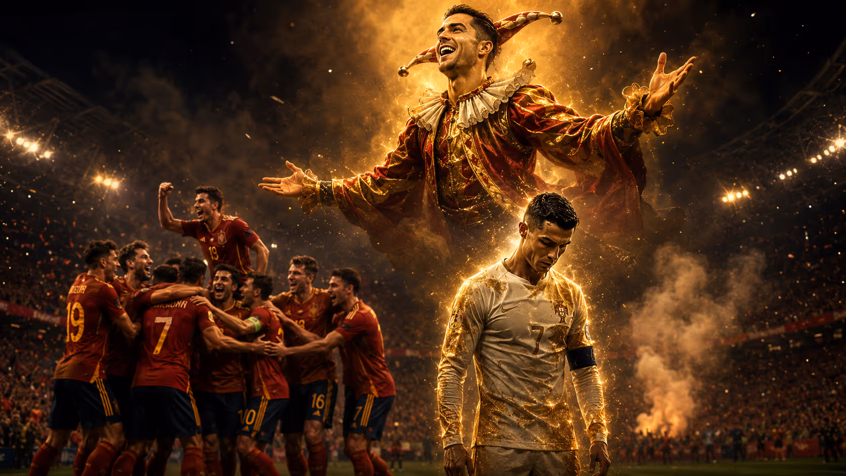 Merino macht das Licht aus: Ronaldo verlässt die WM ohne Krone | Symbolbild KI-generiert © 2026 EMH AG JS by OpenAI 5.5