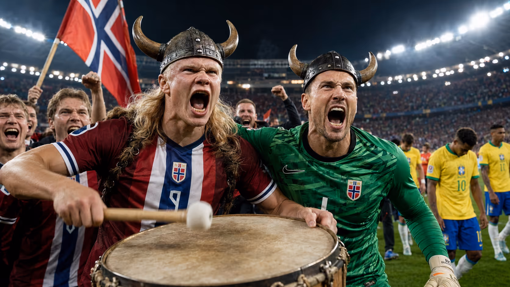 Haaland hämmert Brasilien raus: Norwegens Wikinger rudern weiter | Symbolbild KI-generiert © 2026 EMH AG JS by OpenAI 5.5