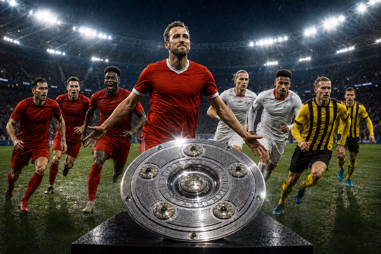 Bundesliga: Bayern-Jäger? Die Verfolger ducken sich vor der Ansage! | Symbolbild KI-generiert © 2026 EMH AG JS by OpenAI 5.5